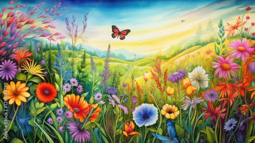 Fototapeta premium scene coloring book grass