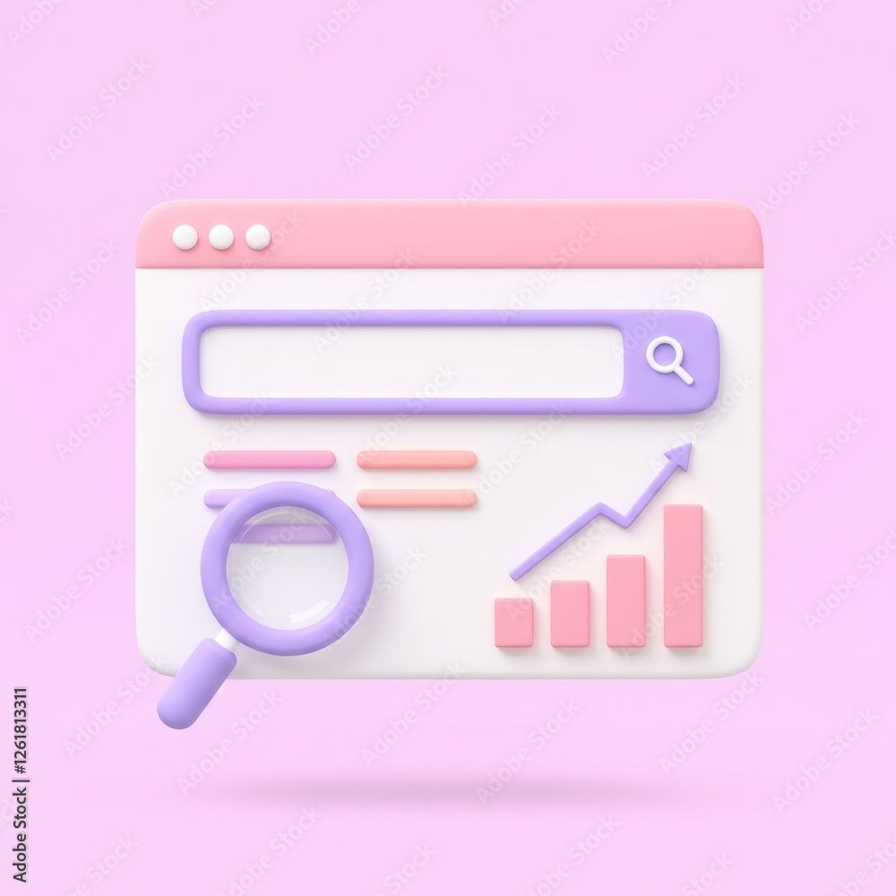 Analyzing Web Data with Magnifying Glass and Growth Chart on Screen Analyzing Web Data with Magnifying Glass and Growth Chart on Screen