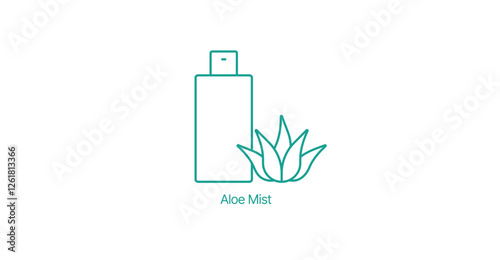 Aloe Mist Spray Bottle Vector Icon, Refreshing Skincare, Natural Beauty
