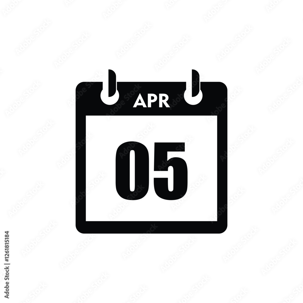 calender icon, 05 april icon with white background calender icon, 05 april icon with white background