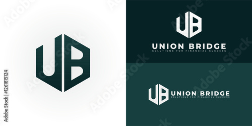 The dynamic logo design creatively integrates the initials UB within a striking hexagonal shape, creating a unique symbol that evokes a sense of structure, stability, and financial success.
