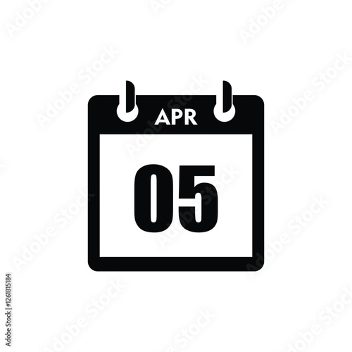 calender icon, 05 april icon with white background