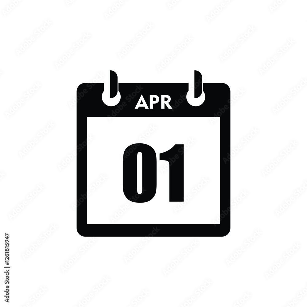 calender icon, 01 april icon with white background calender icon, 01 april icon with white background