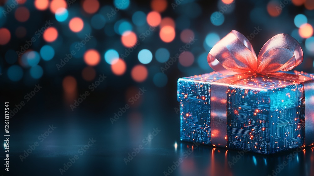 Sparkling Gift Box Reflecting Warm Festive Lights. AI Generated Sparkling Gift Box Reflecting Warm Festive Lights. AI Generated