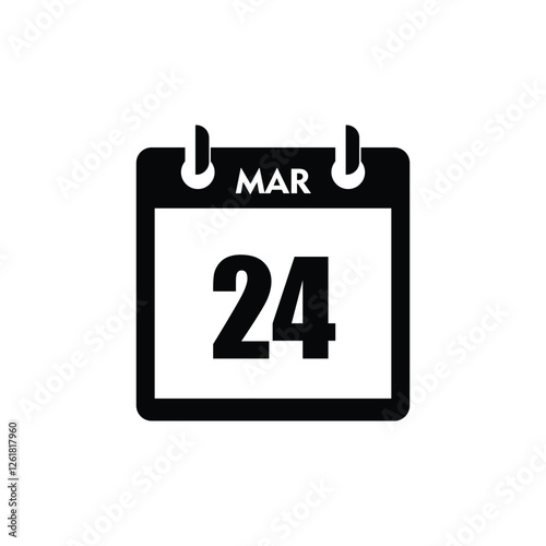 calender icon, 24 march icon with white background