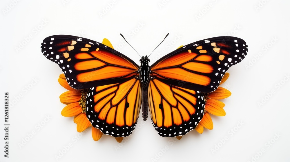 Fototapeta premium contrast butterfly monarch white background