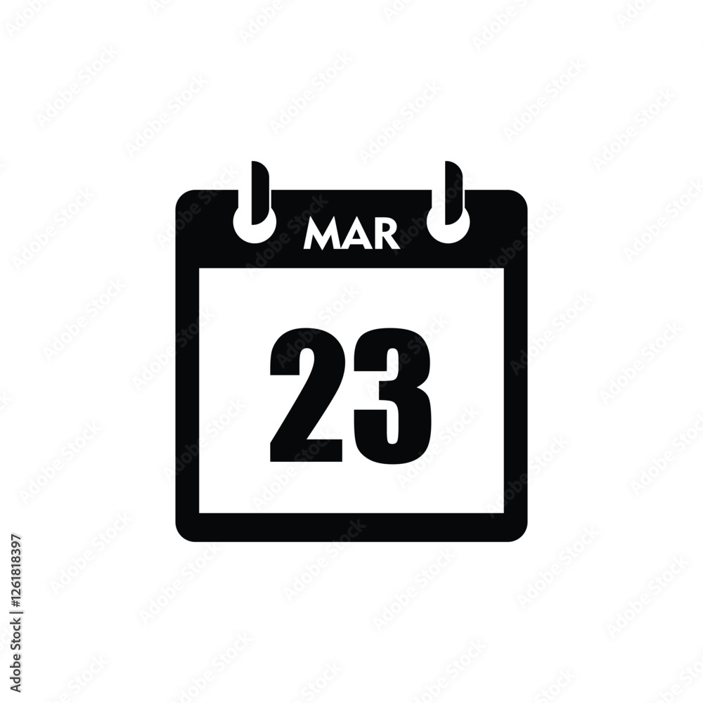 calender icon, 23 march icon with white background calender icon, 23 march icon with white background