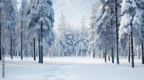 Wallpaper Mural serene snow landscape trees Torontodigital.ca