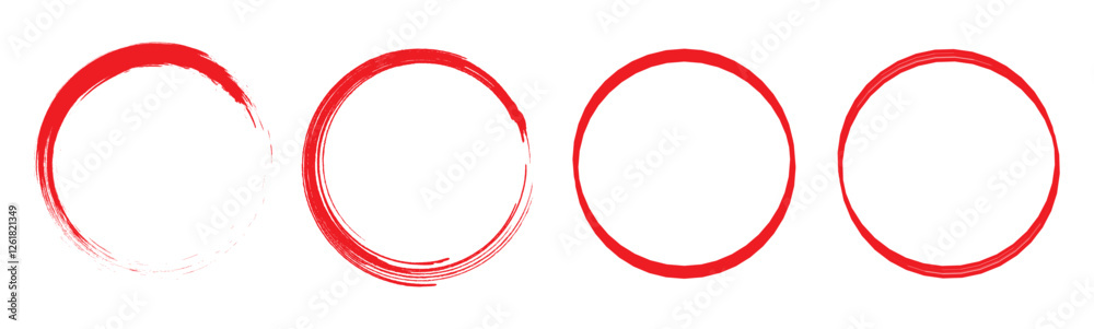Red circle brush stroke vector isolated on white background. Red circle brush stroke. For stamp, seal, ink and paintbrush design template. Grunge hand. Brush circles. grunge circles. Brush circles Red circle brush stroke vector isolated on white background. Red circle brush stroke. For stamp, seal, ink and paintbrush design template. Grunge hand. Brush circles. grunge circles. Brush circles