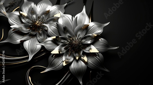 swirl flower border black and white