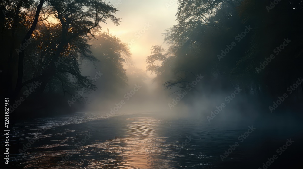 Obraz premium mysterious fog over water
