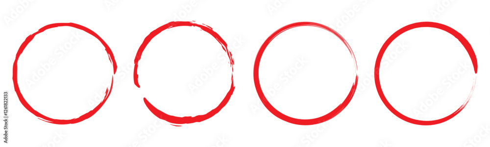 Red circle brush stroke vector isolated on white background. Red circle brush stroke. For stamp, seal, ink and paintbrush design template. Grunge hand. Brush circles. grunge circles. Brush circles Red circle brush stroke vector isolated on white background. Red circle brush stroke. For stamp, seal, ink and paintbrush design template. Grunge hand. Brush circles. grunge circles. Brush circles