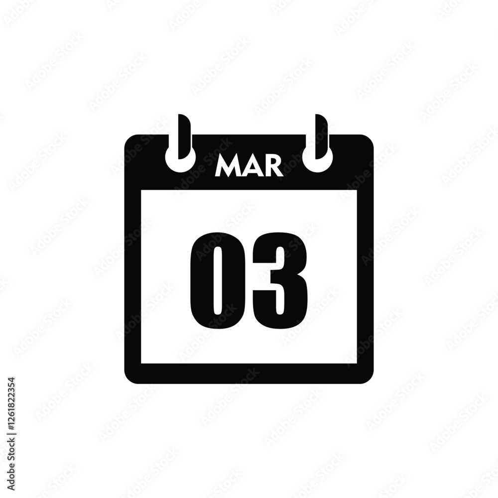 calender icon, 03 march icon with white background calender icon, 03 march icon with white background