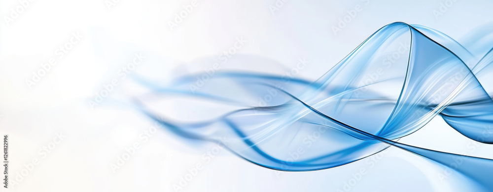 Naklejka premium Ethereal blue waves create minimalist and clean background, evoking tranquility and calmness