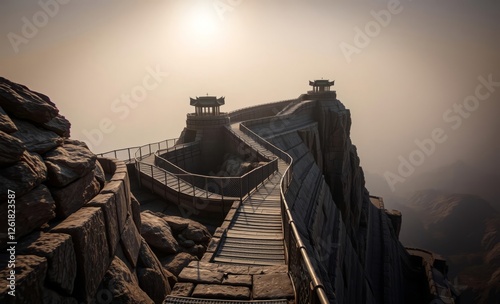 Dangerous walkway at top of holy mount hua shan china chinese architecture architecture culture china chinese travel temple asia building traditional photo