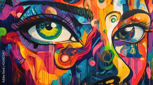 Vibrant Abstract Portrait: A Symphony of Colors and Expressions