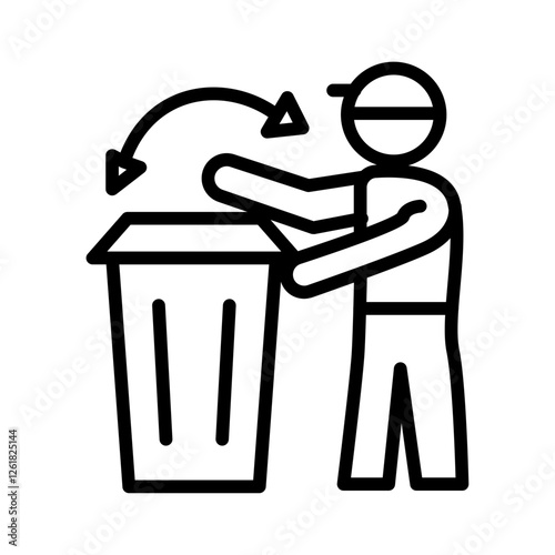Trash Bin Emptying Vector Icon