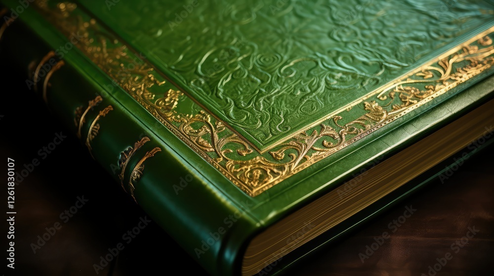 Fototapeta premium cover green leather book