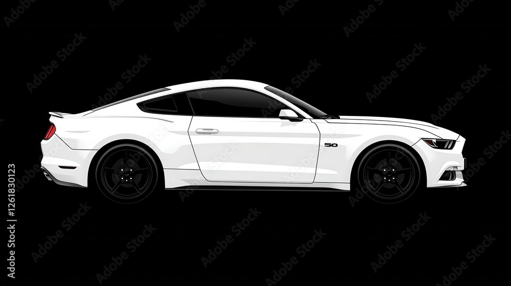 Sleek White Coupe Side Profile View Sleek White Coupe Side Profile View