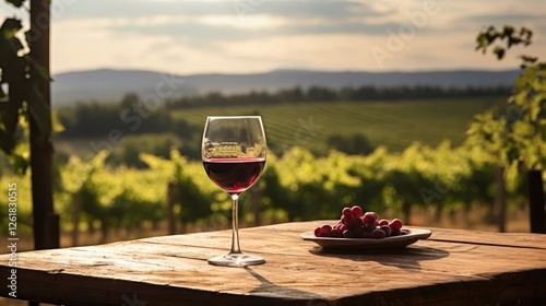 outdoor red wine in glass photo