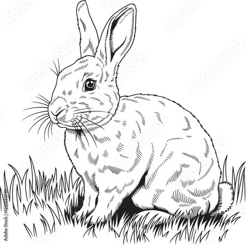 rabbit silhouettes art black and white illustration stock photos