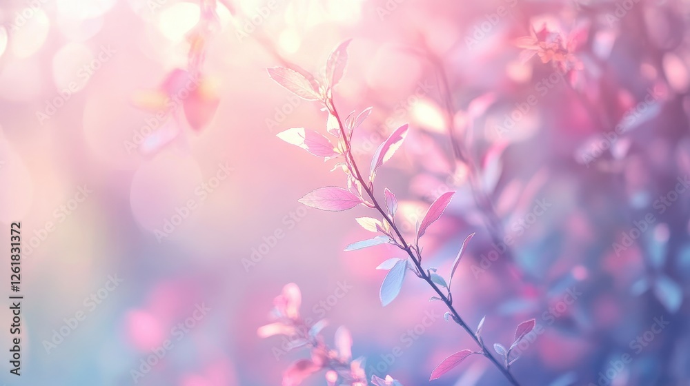 Pastel Pink And Blue Leaves Soft Sunlight Spring Nature Background Pastel Pink And Blue Leaves Soft Sunlight Spring Nature Background