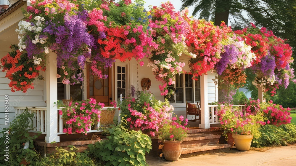 Naklejka premium patio house flowers