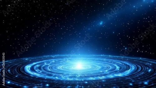 Abstract Galaxy Design With Glowing Blue Light