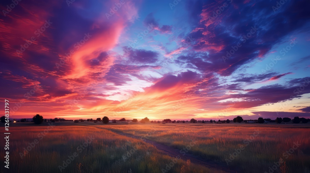 Obraz premium colors blue sky green grass