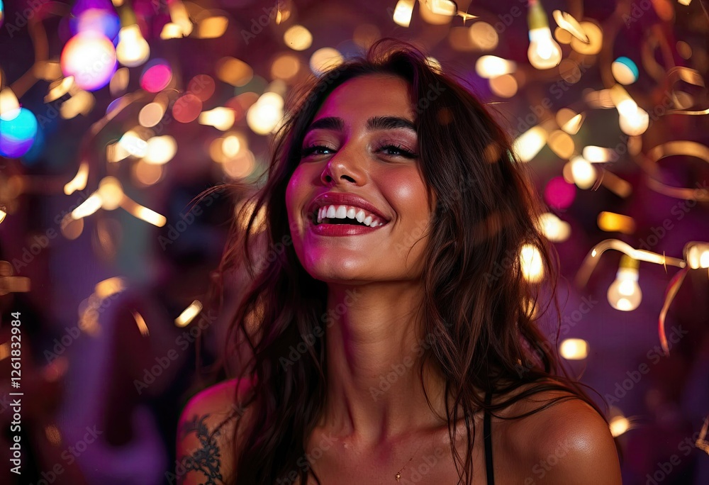 portrait of beautiful woman celebrating a party and having fun portrait of beautiful woman celebrating a party and having fun