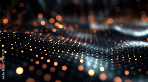 Glowing geometric grids, 3D render, Generative AI