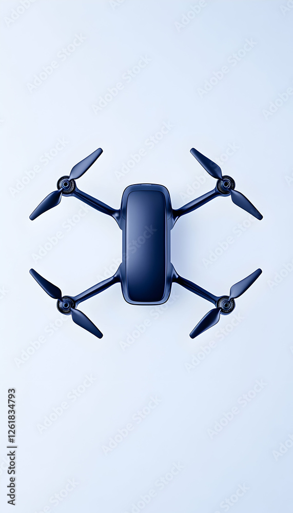 Drone on blue backdrop. Perfect for a demonstration of aerial capabilities. Generative AI Drone on blue backdrop. Perfect for a demonstration of aerial capabilities. Generative AI