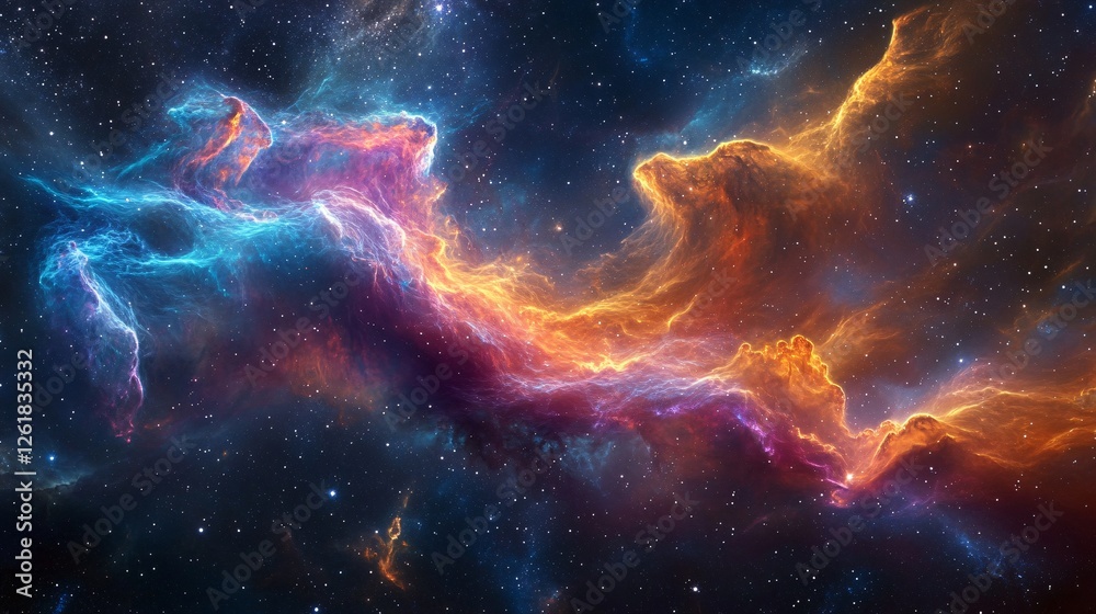 Fototapeta premium Celestial Nebula Cosmic Cloudscape Swirling Colors