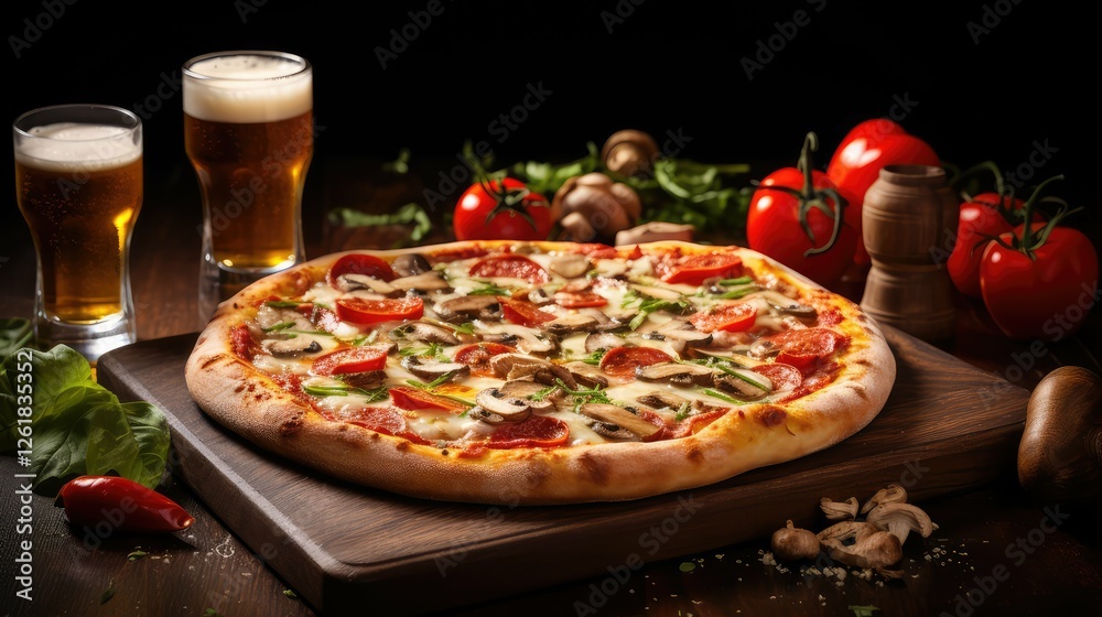mushrooms pizza and beer mushrooms pizza and beer