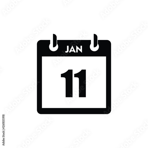 calender icon, 11 january icon with white background