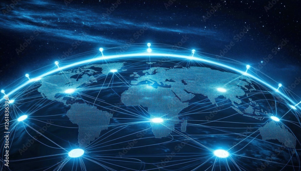 Fototapeta premium Global Network Connectivity: A Digital World Map
