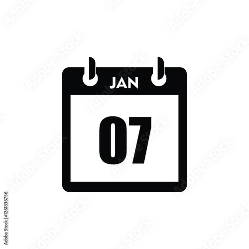 calender icon, 07 january icon with white background