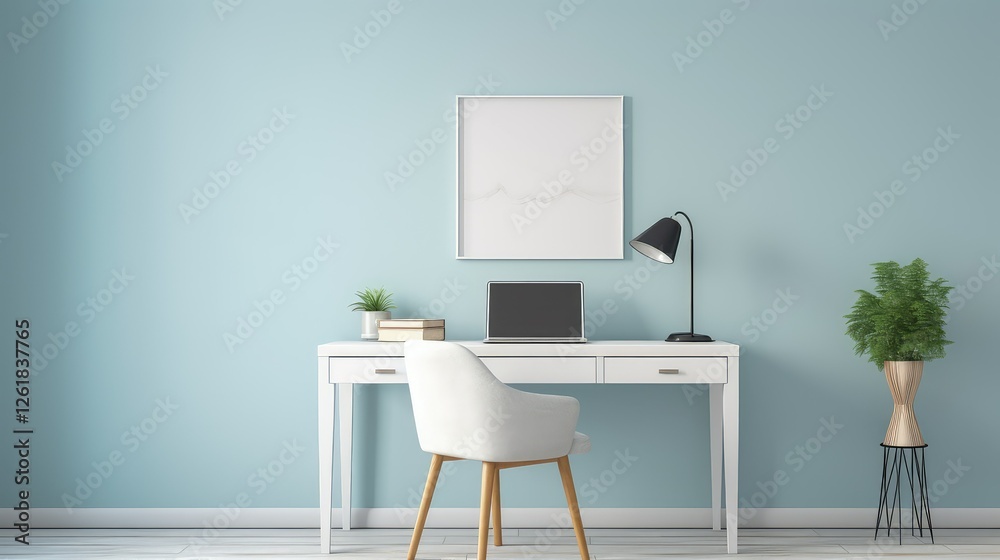Fototapeta premium blue home office empty