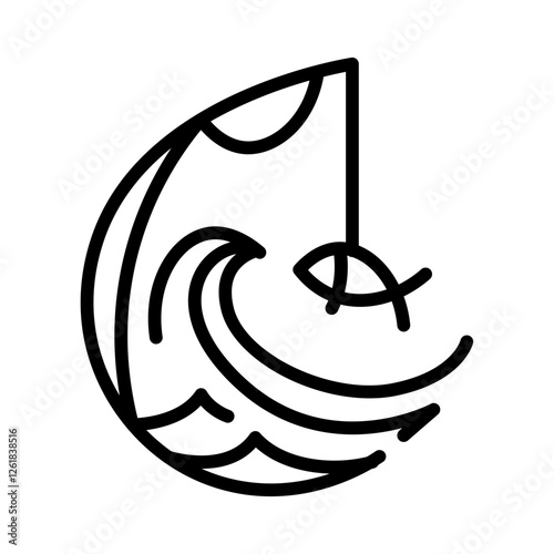 Surf Fishing Rod Vector Icon