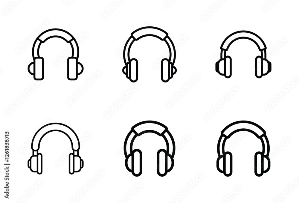 Set of headphone icon symbol vector on white background. Set of headphone icon symbol vector on white background.