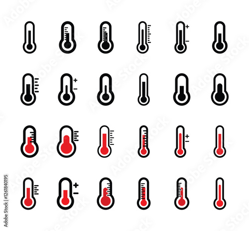 Set of thermometer icon symbol vector on white background.