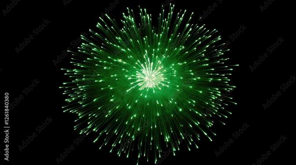 Fototapeta premium night green fireworks white background