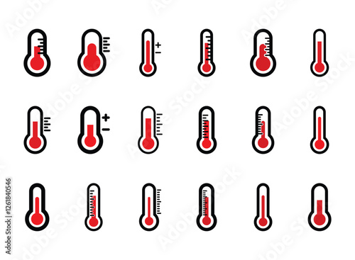 Set of thermometer icon symbol vector on white background.