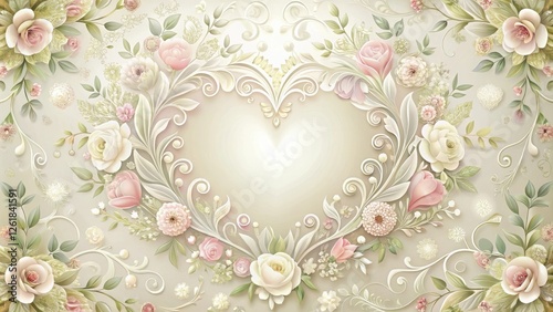 Wallpaper Mural Elegant floral heart wallpaper with intricate details and soft pastel colors, design, elegant, pattern, nature Torontodigital.ca