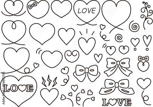 ハートやリボンのかわいいアイコンセット