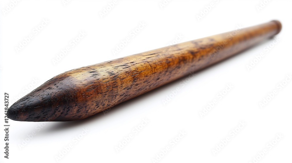 Isolated a white background A teachers pointer stick made of polished wood lying flat ready to guide students Isolated a white background A teachers pointer stick made of polished wood lying flat ready to guide students