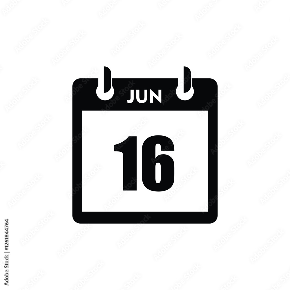 calender icon, 16 june icon with white background calender icon, 16 june icon with white background