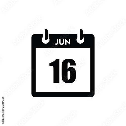 calender icon, 16 june icon with white background