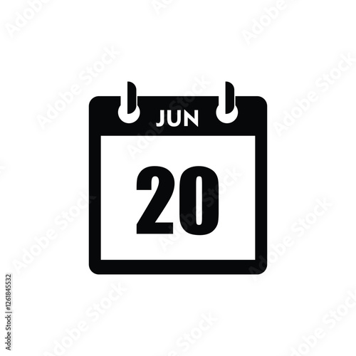 calender icon, 20 june icon with white background