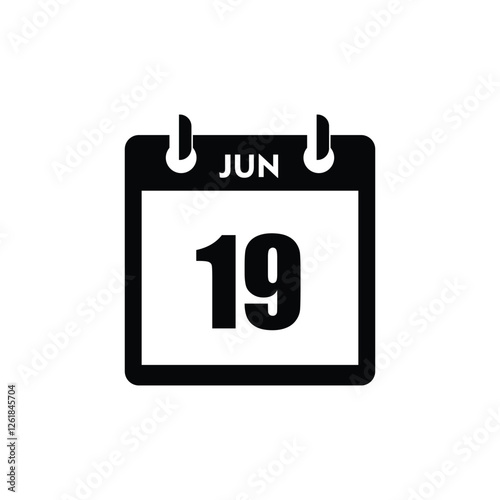 calender icon, 19 june icon with white background